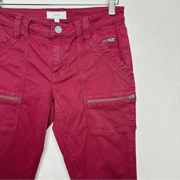 Joie Womens 27 Park Red Skinny Utility Cargo Crop Ankle Pants - Picture 7 of 15